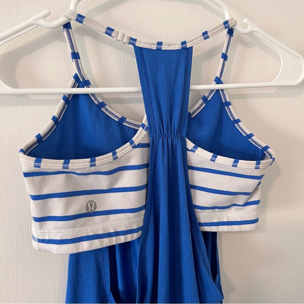 Lululemon No Limits Tank Pipe Dream Blue Deauville Stripe Workout Athletic 4 - Picture 4 of 7